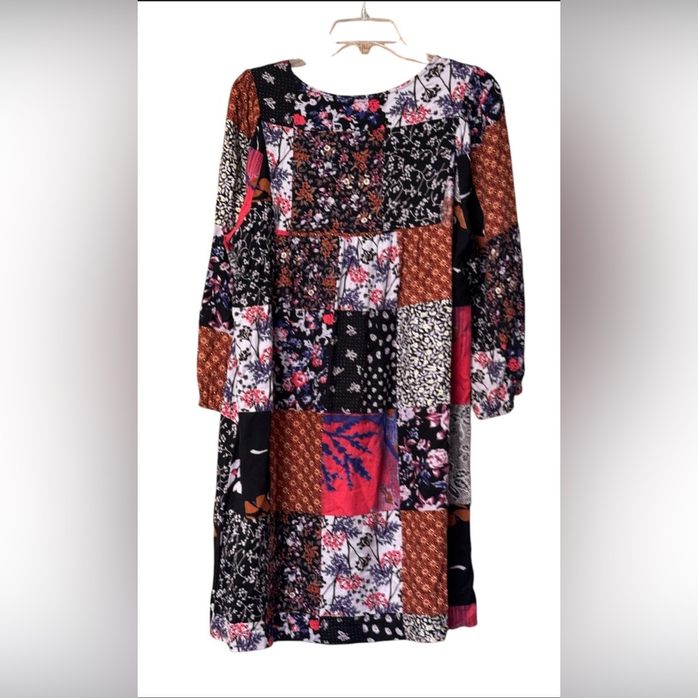 Anthropologie One September Colorful Boho Patchwork Tunic Boho Peasant Dress XS - Picture 5 of 8